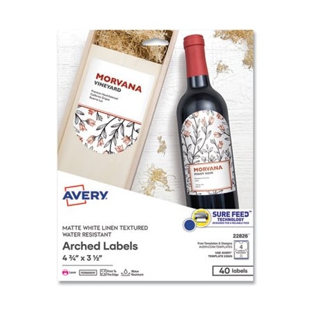 Textured Arched Print-To-The-Edge Labels, Laser Printers, 4.75 X 3.5, White, 10PK